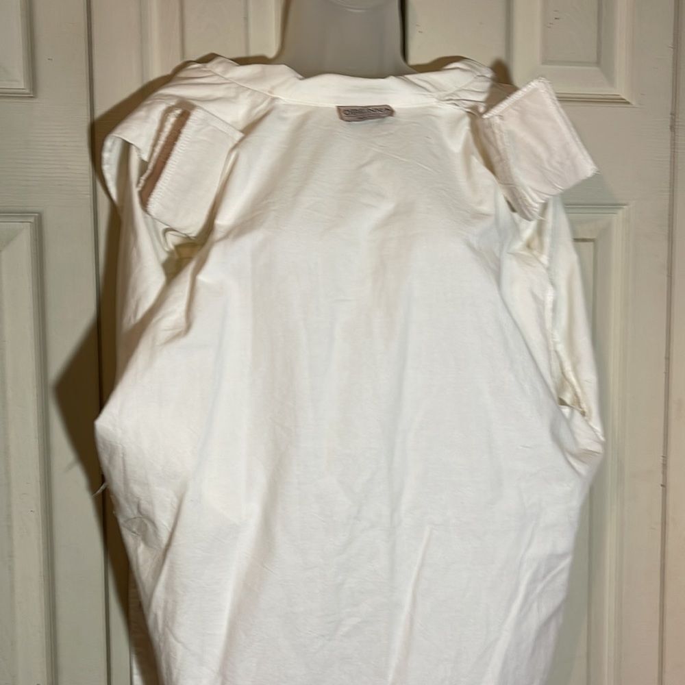 Vintage Obenna 1990s White Cotton Windbreaker Utility Jacket 3/4 Sleeves S - Picture 14 of 16